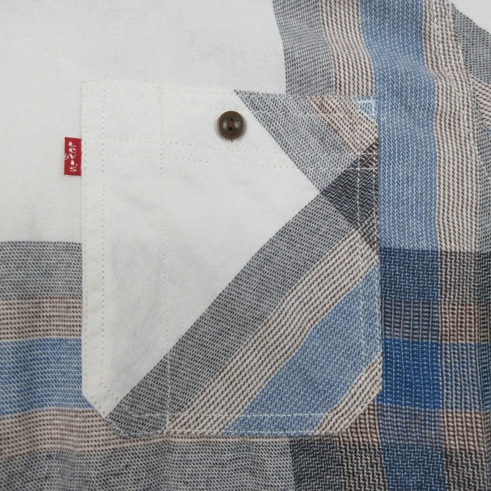 Levis Outdoor Shirt‎ Mens XL White Plaid Button Up Gorpcore Outdoor Workwear